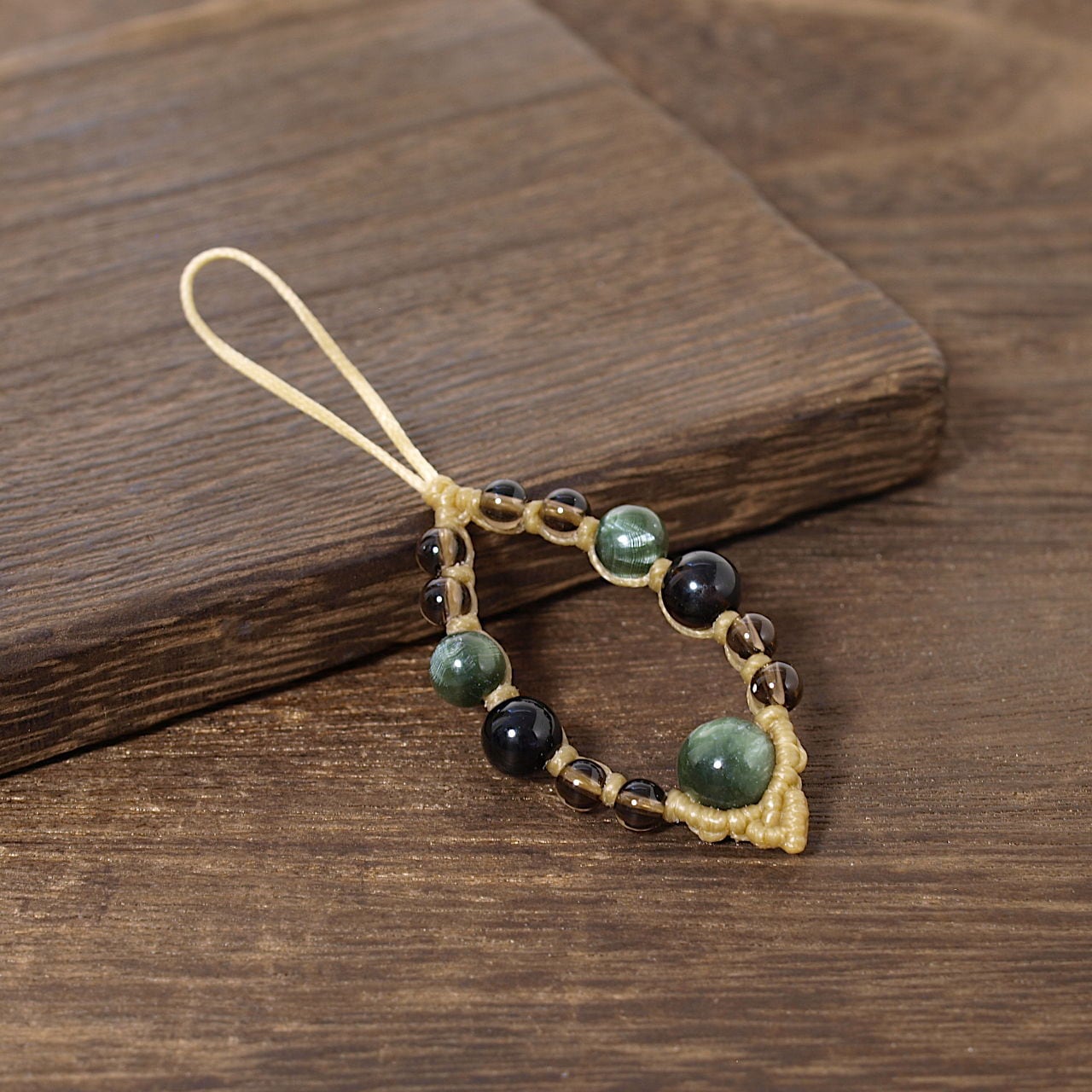 #2053 ♡ゴールドオブシディアン&モリオン&水晶天然石♡マクラメネックレス 2053 ♡ゴールドオブシディアン&モリオン&水晶天然石♡マクラメ