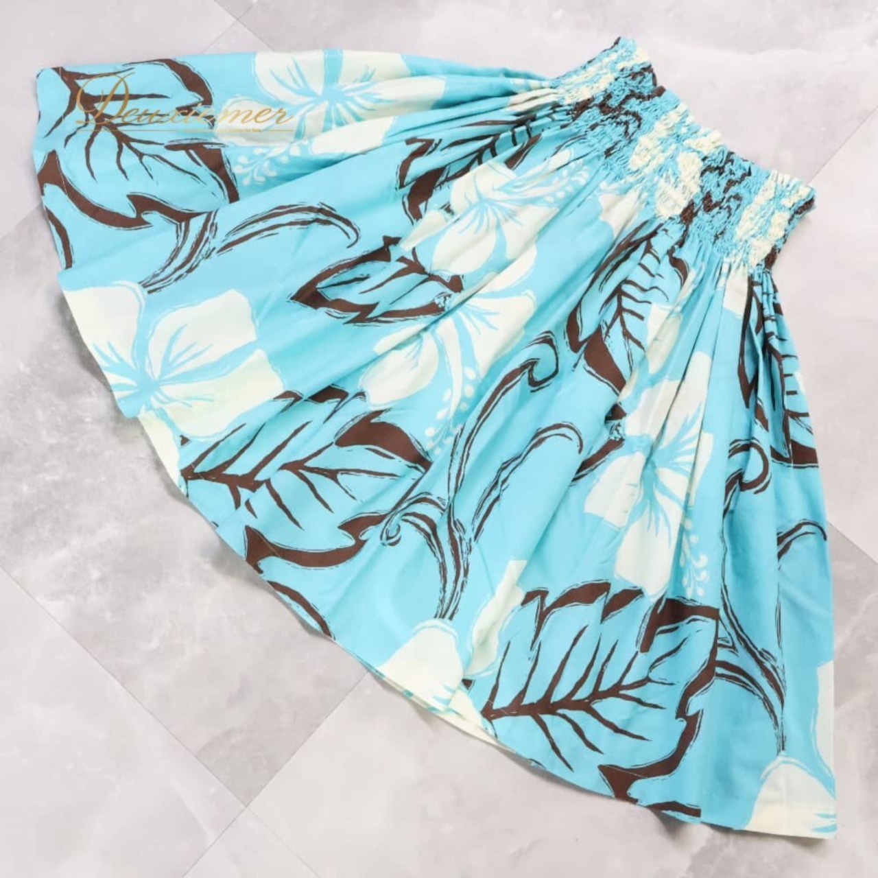 フラダンス 衣装 パウスカート ブルー系 ハイビスカス柄 シングル シンプル かわいい 華やか 鮮やか 明るい 爽やか 水色 白 茶 ダンス衣装 ハワイアンダンス レディース ハワイアン アロハ ハワイアンプリント フラ ダンス レッスン 練習 水色系 青系