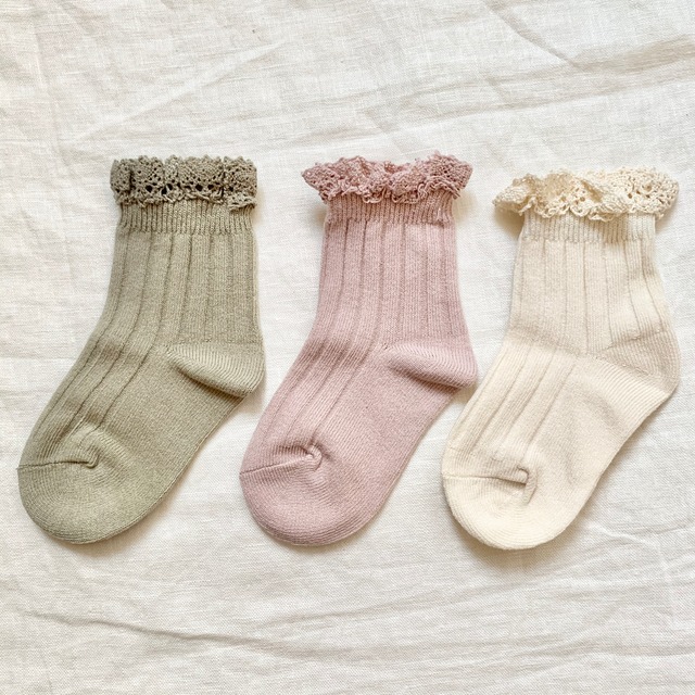 即納 フリルリブソックス アンクル丈 ショート丈 くみすみカラー 韓国子供服 女の子 ベビー 2歳 1歳 Chic Bebe Life