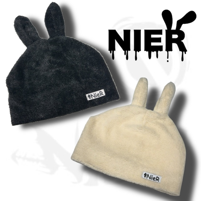 ふわもこRABBITニットキャップ【BLACK× IVORY】