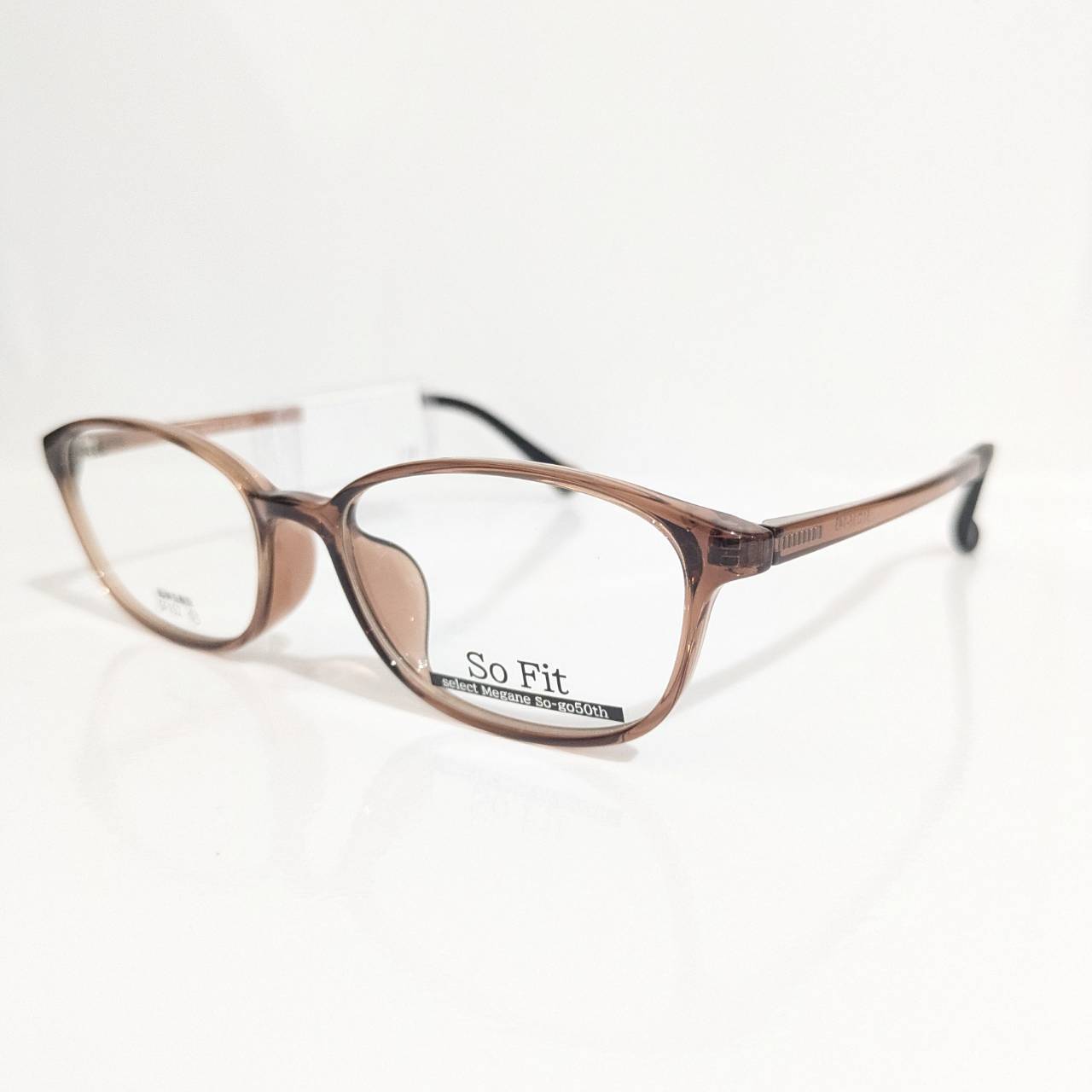 【SoFit】スクエアセルフレーム クリアライトレッド