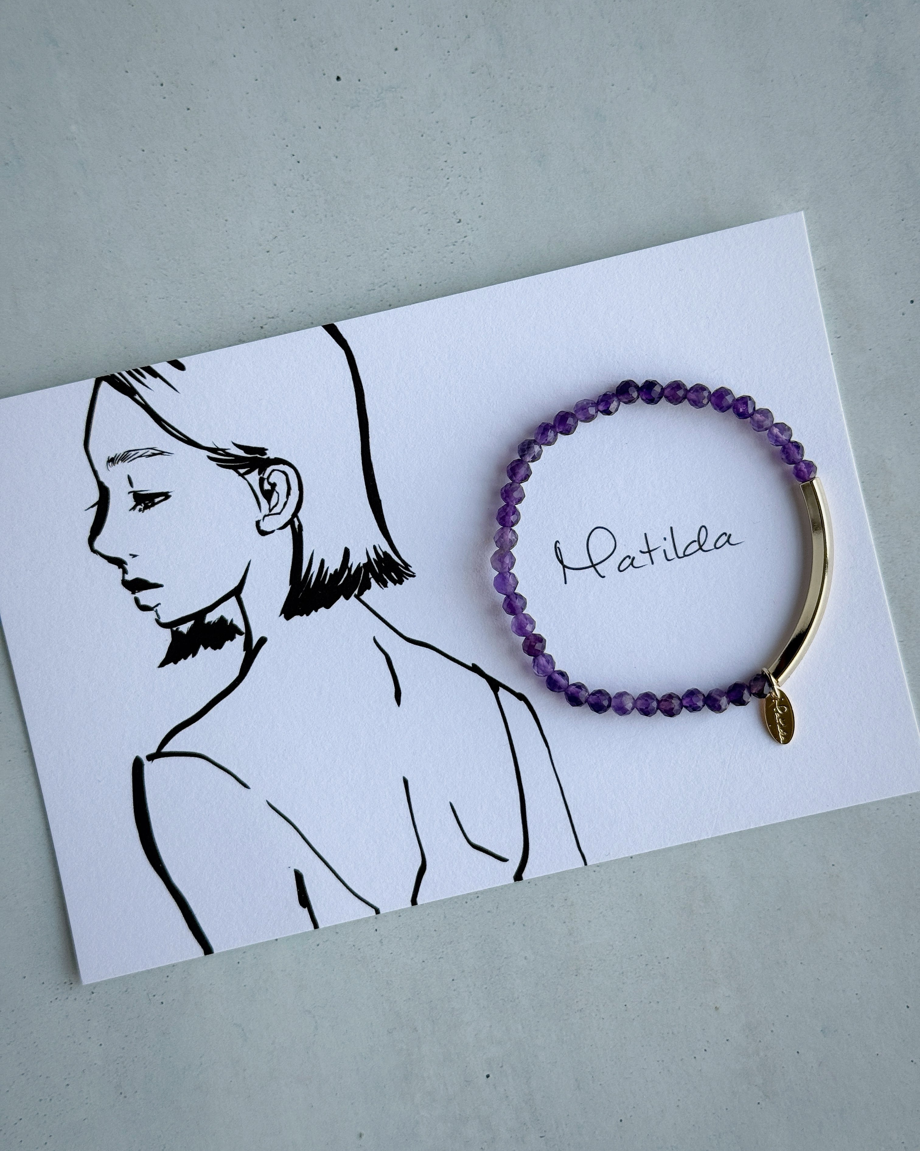 【再販】Tube & stone bracelet(アメジスト)