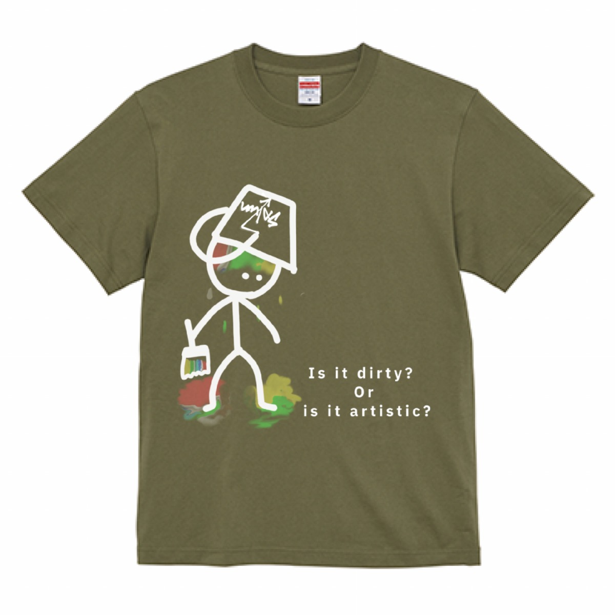 dirty or artistic】半袖Tシャツ カーキ | saiun7