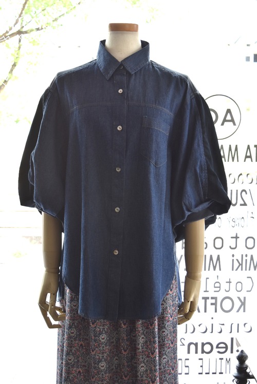 Laliia Mu(ラリア・ムー) 25A/W バルーンハーフスリーブデニムシャツ