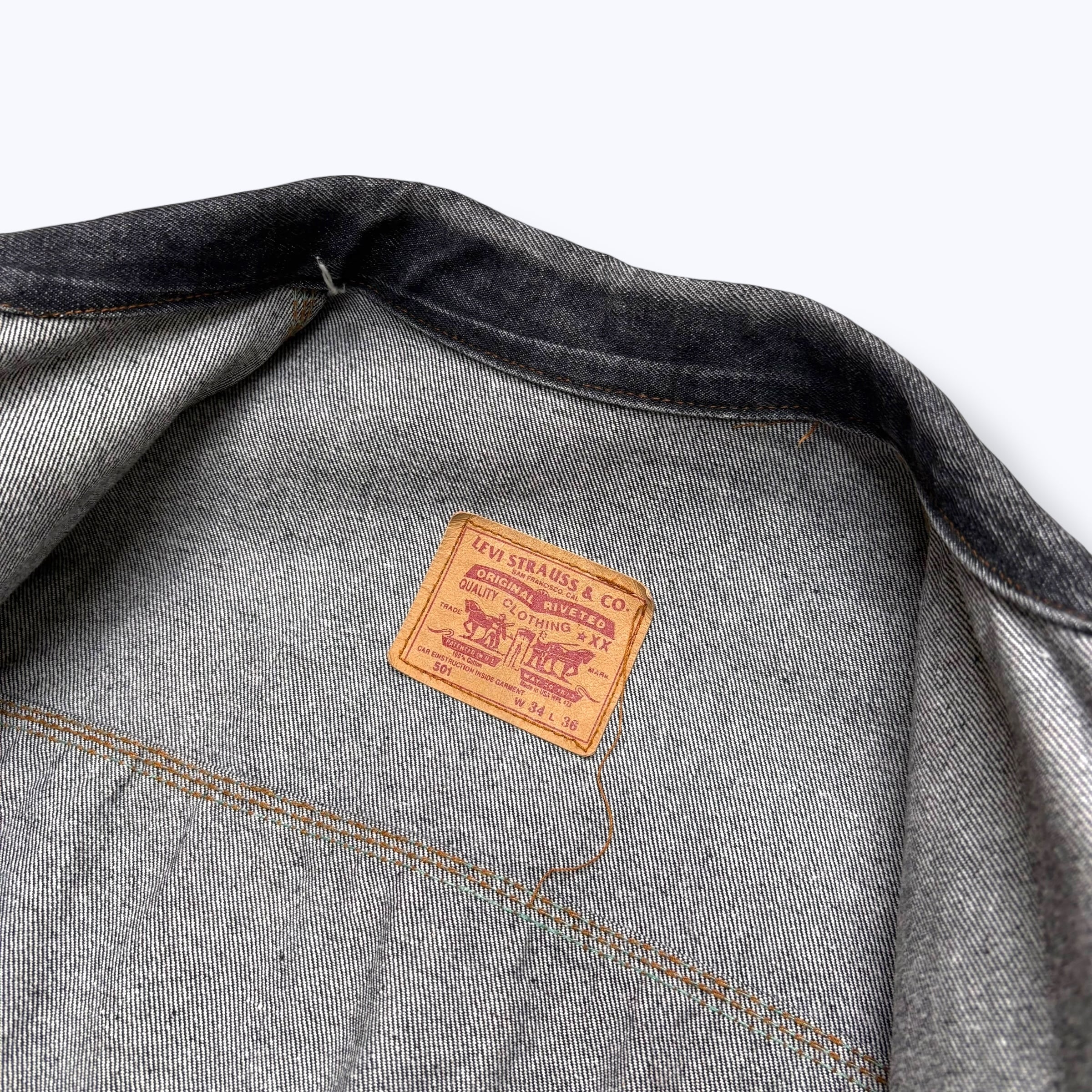 90s Levi's 70507 type Yarn Dyed Black Denim Jacket Made in USA 90