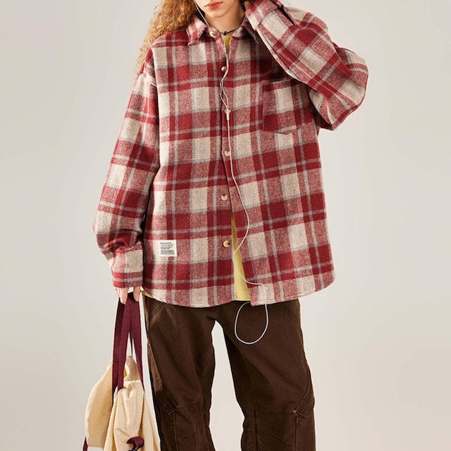american checked loose shirt　アメリカンチェック柄ルーズシャツ　J0225