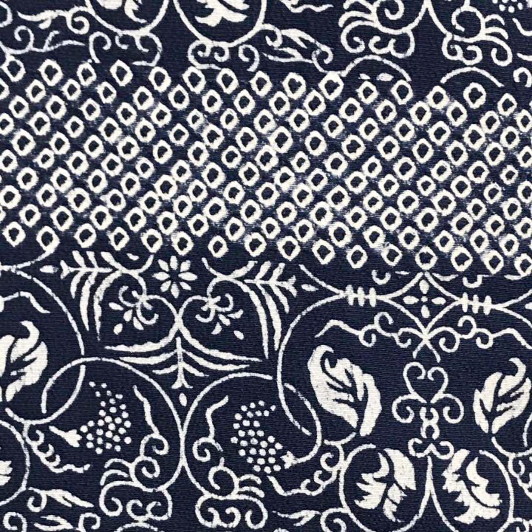 K 1440 小紋 花唐草模様と部分絞り トールサイズ 型染 リユース着物専門店 わびさび