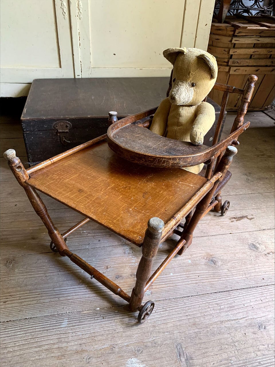 フランス アンティーク テディベア ドールチェア シャビー ブロカント k407.A_dai3.jpg