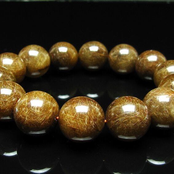 ルチルクォーツ ブレスレット 17mm ブロンズルチル ブレス 一点物 111-50789