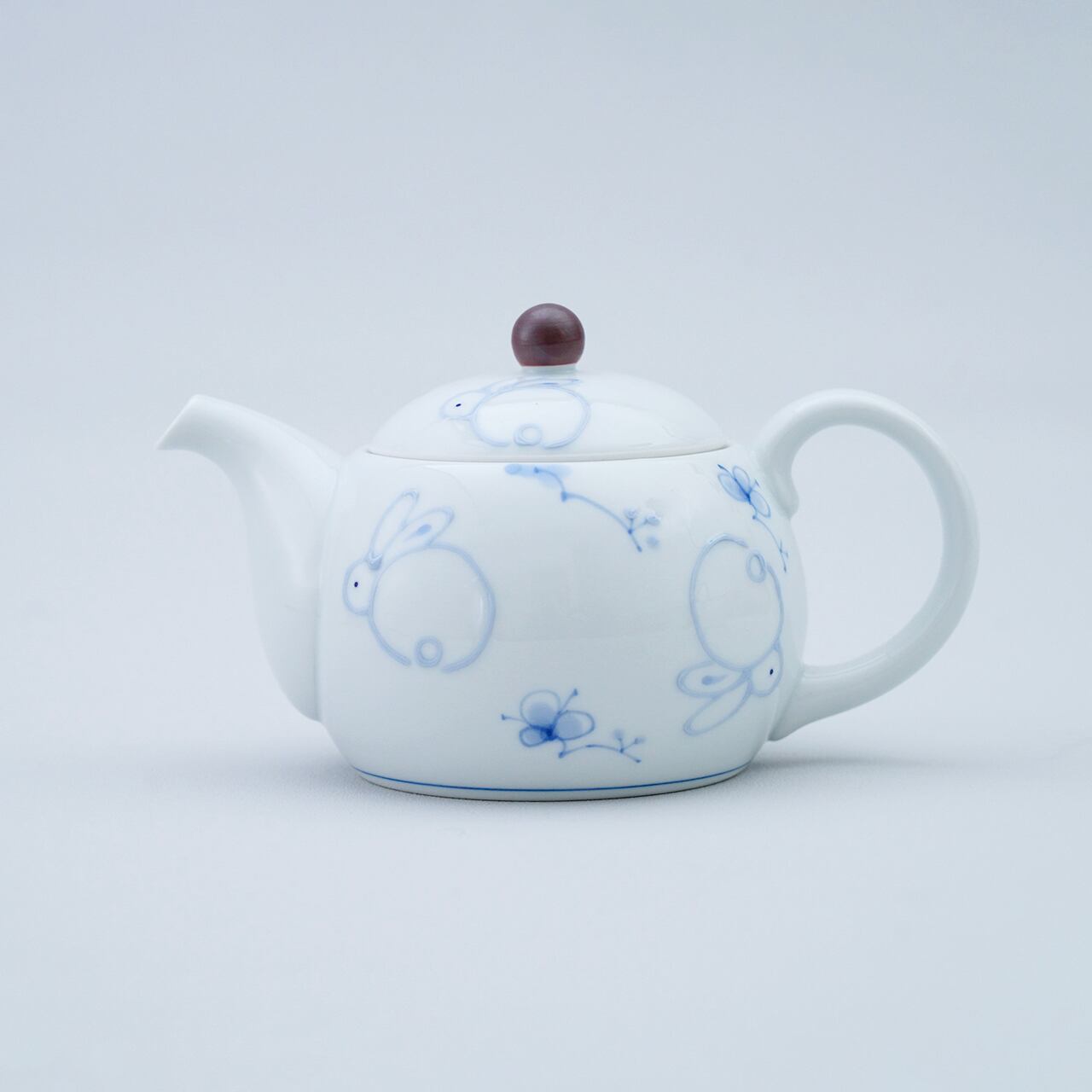 花うさぎ(青) ポット (アミ付き) | plato 田中陶器店 │ 有田焼