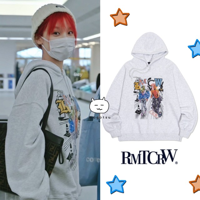 ★(G)I-DLE ウギ 着用！！【ROMANTIC CROWN】WALK ON GRAPHIC HOODIE_LIGHT GREY