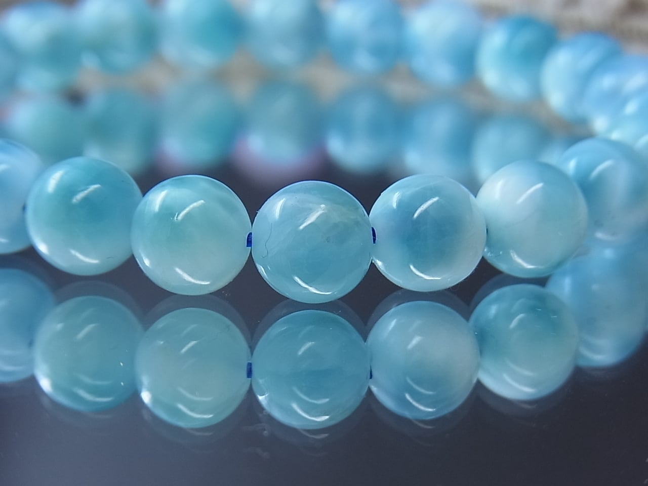 一点のも】高品質 ラリマー8mm 美しい ブルーと波模様 ドミニカ産 