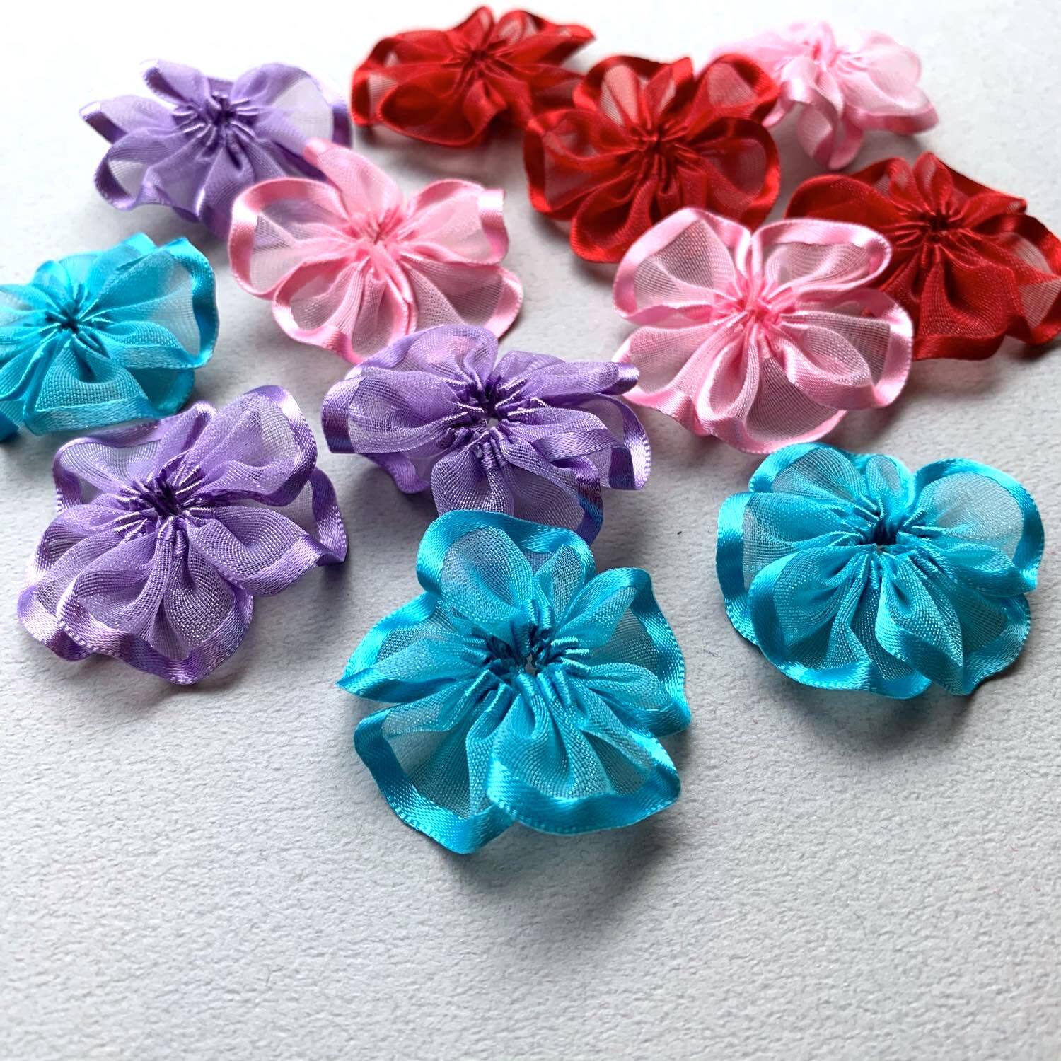 ふちリボンチュールのお花デコパーツ | Dua-アクセサリーパーツショップ