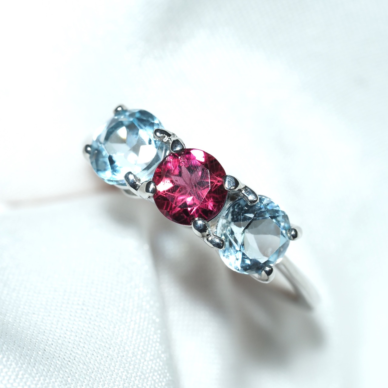 トルマリン 0.38ct トパーズ1.28ct リング pt900 Tourmaline