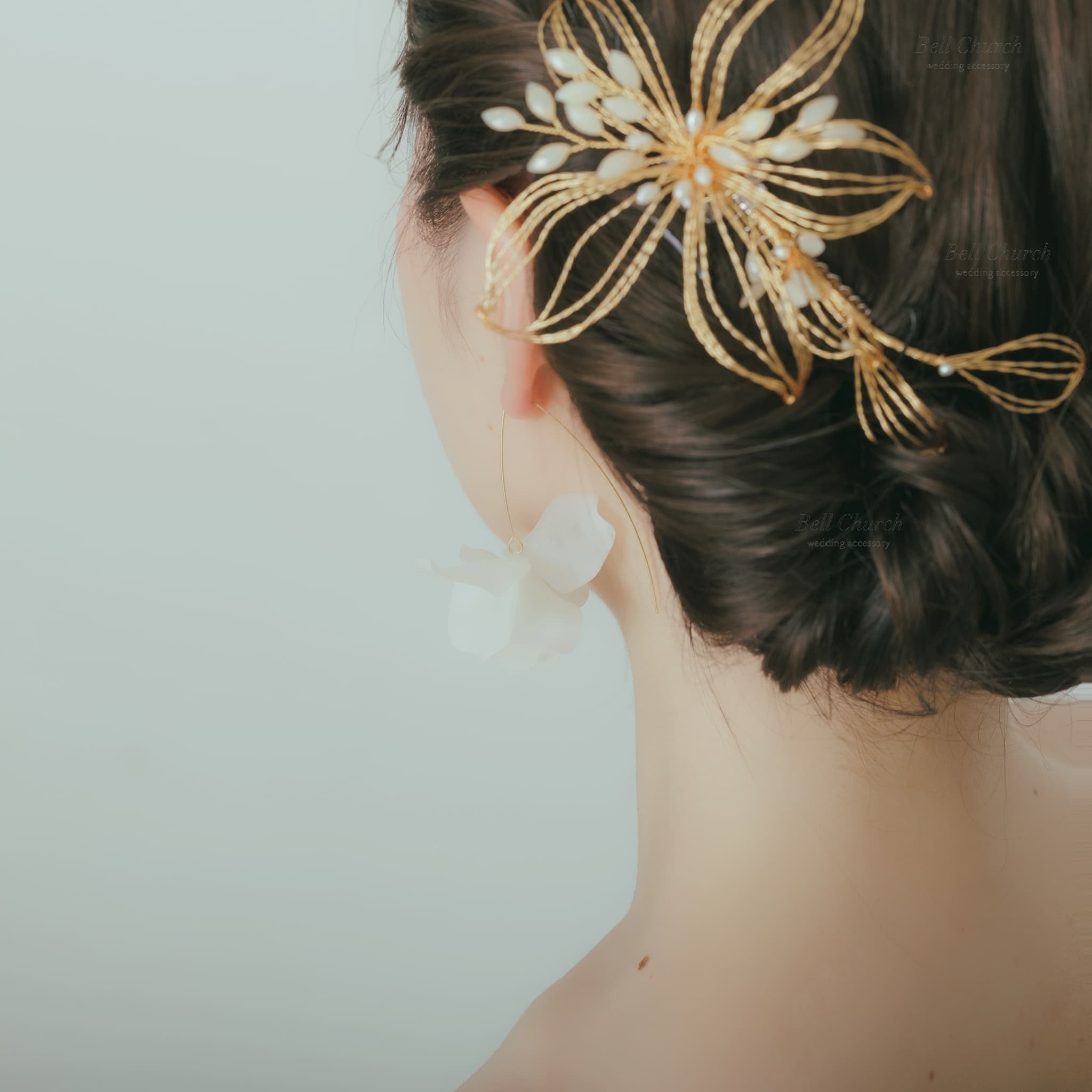 ピアス | お花モチーフ | ホワイト×ゴールド | (BC-E59