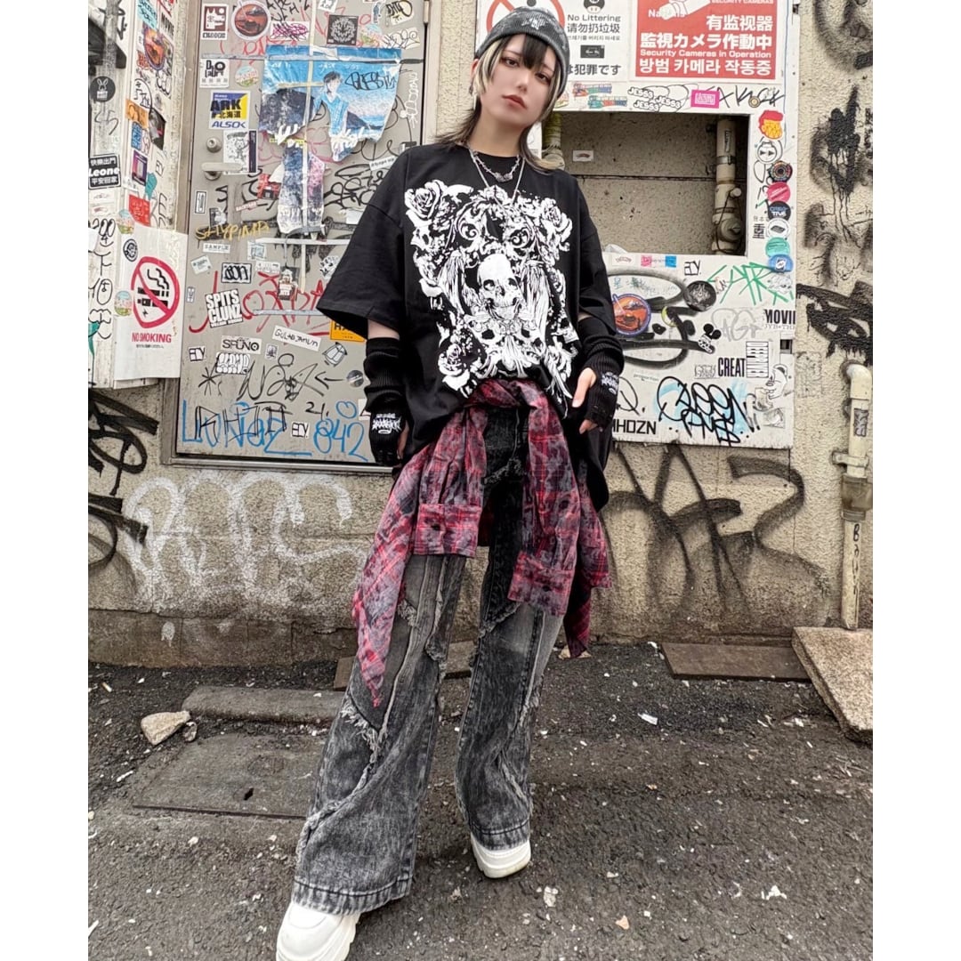 dagashiya 新作】DirtyダメージチェックBIGシャツ | VOLCAN&APHRODITE