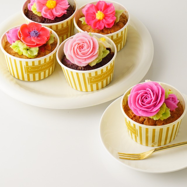 【秋限定】食べられるお花のカップケーキ／6個セット（コスモスコレクション）
