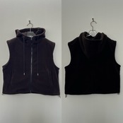 Wzipフリースフーディーvest/ブラウン
