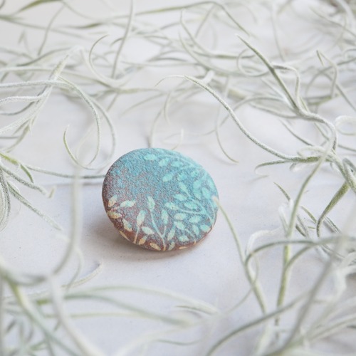 陶器ブローチ 葉影no.2  満月