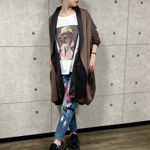 スエード調ロングコート風カーディガン　上品リラックス