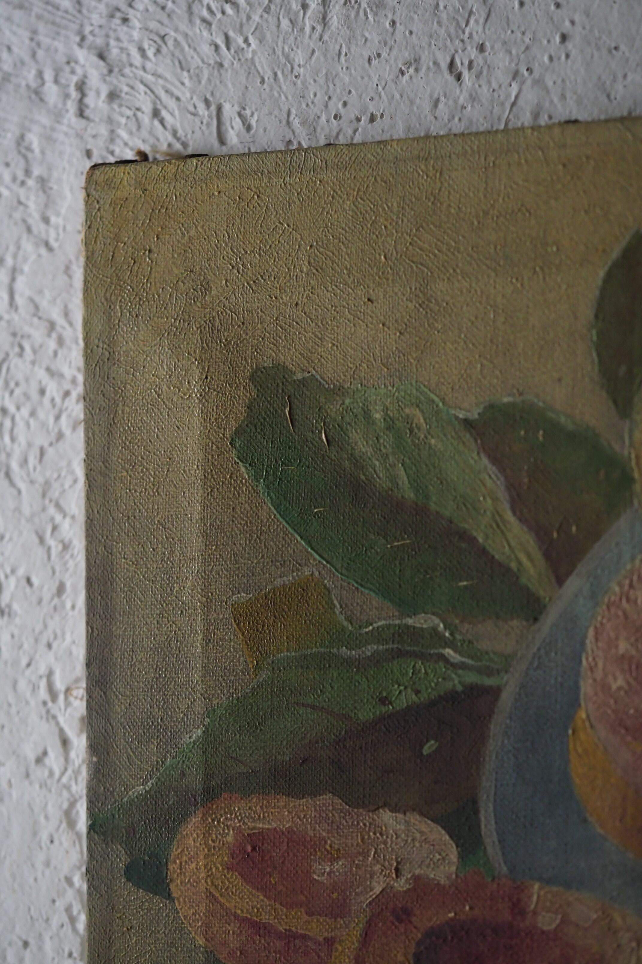 桃を描いた静物画-vintage oil painting | アンティーク.ヴィンテージ