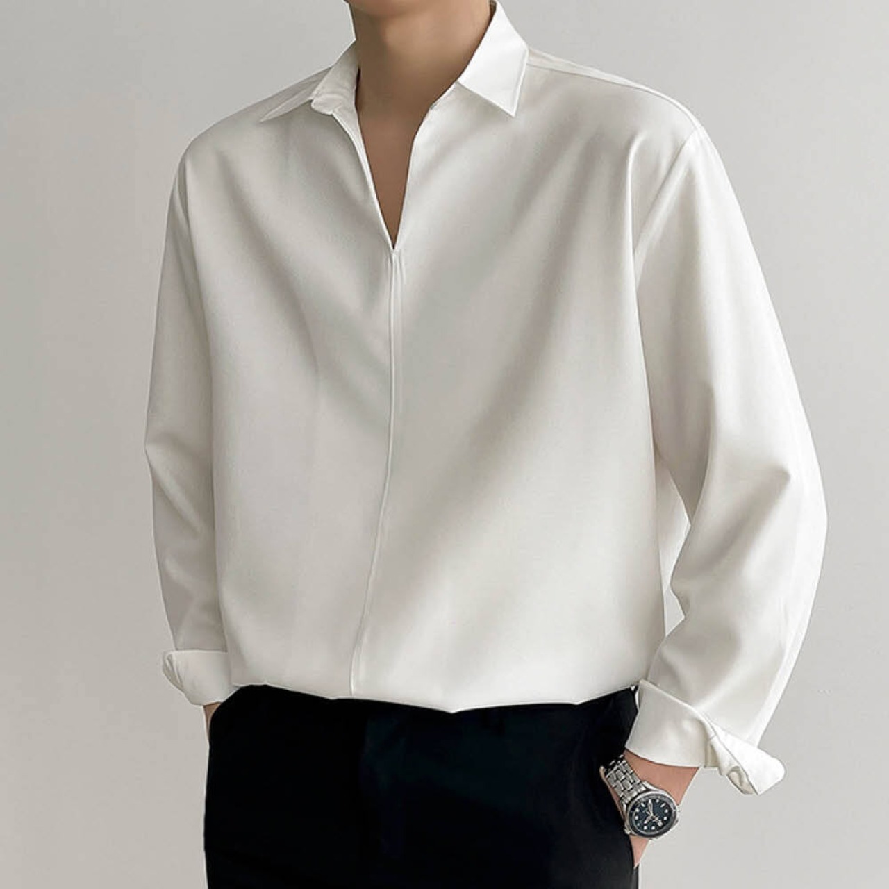 Vネックプルオーバーシャツ　MT0080018