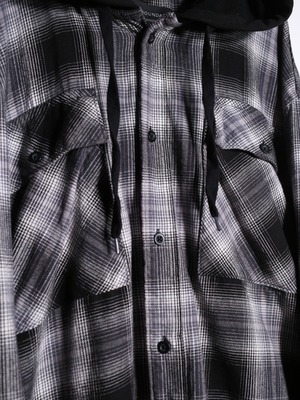 over silhouette ombre check foodie shirt