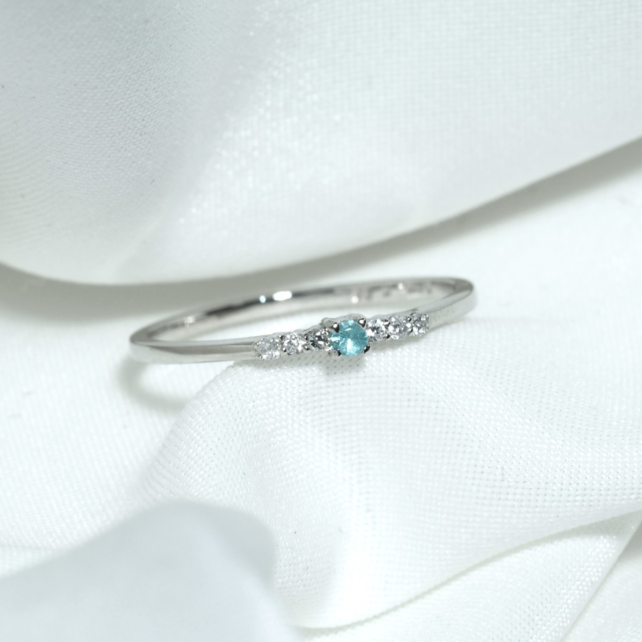 パライバトルマリン ブラジル産 リング 0.03ct D0.048ct pt900 Paraiba Tourmaline