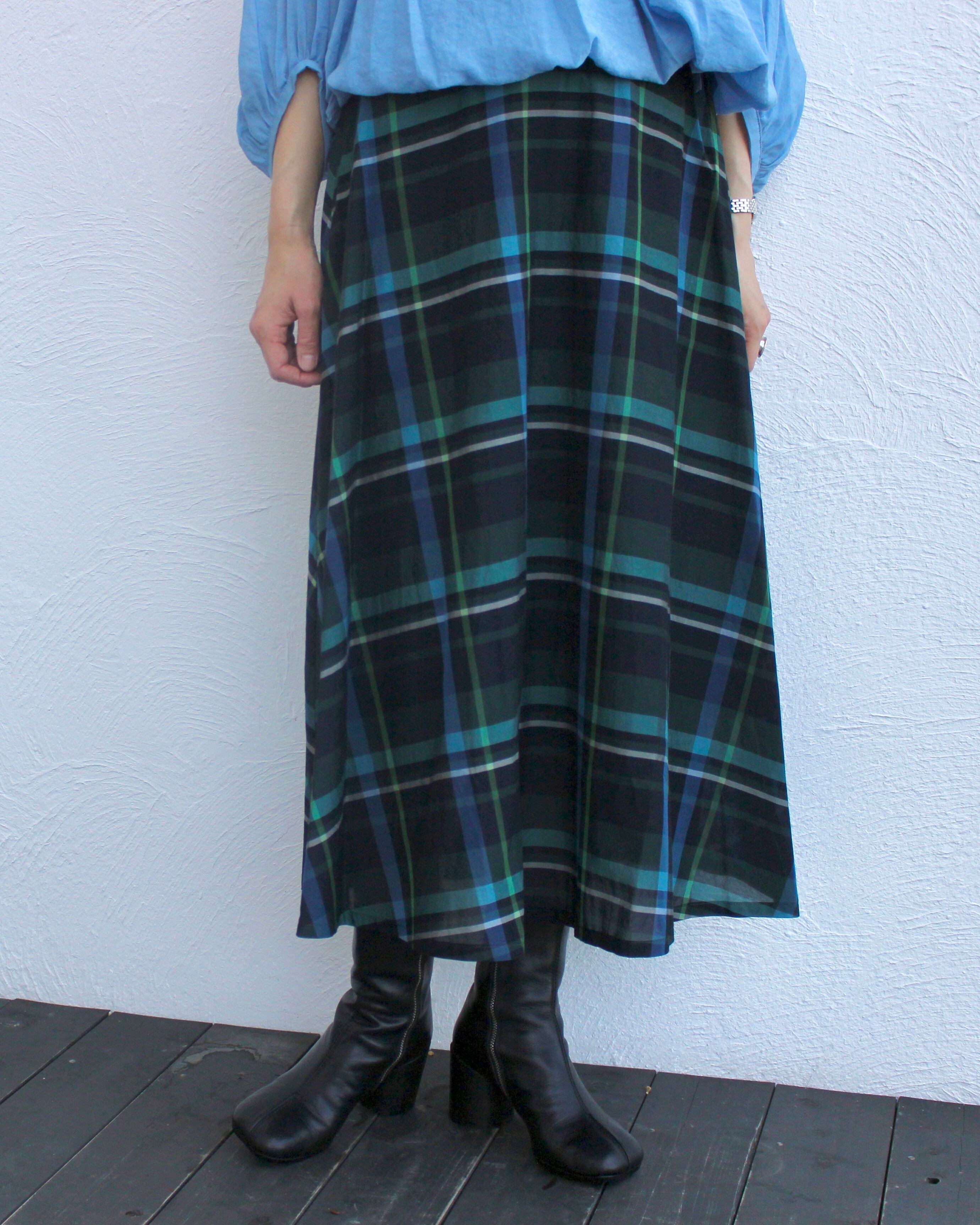 KEIHayamaPLUS/check long skirt