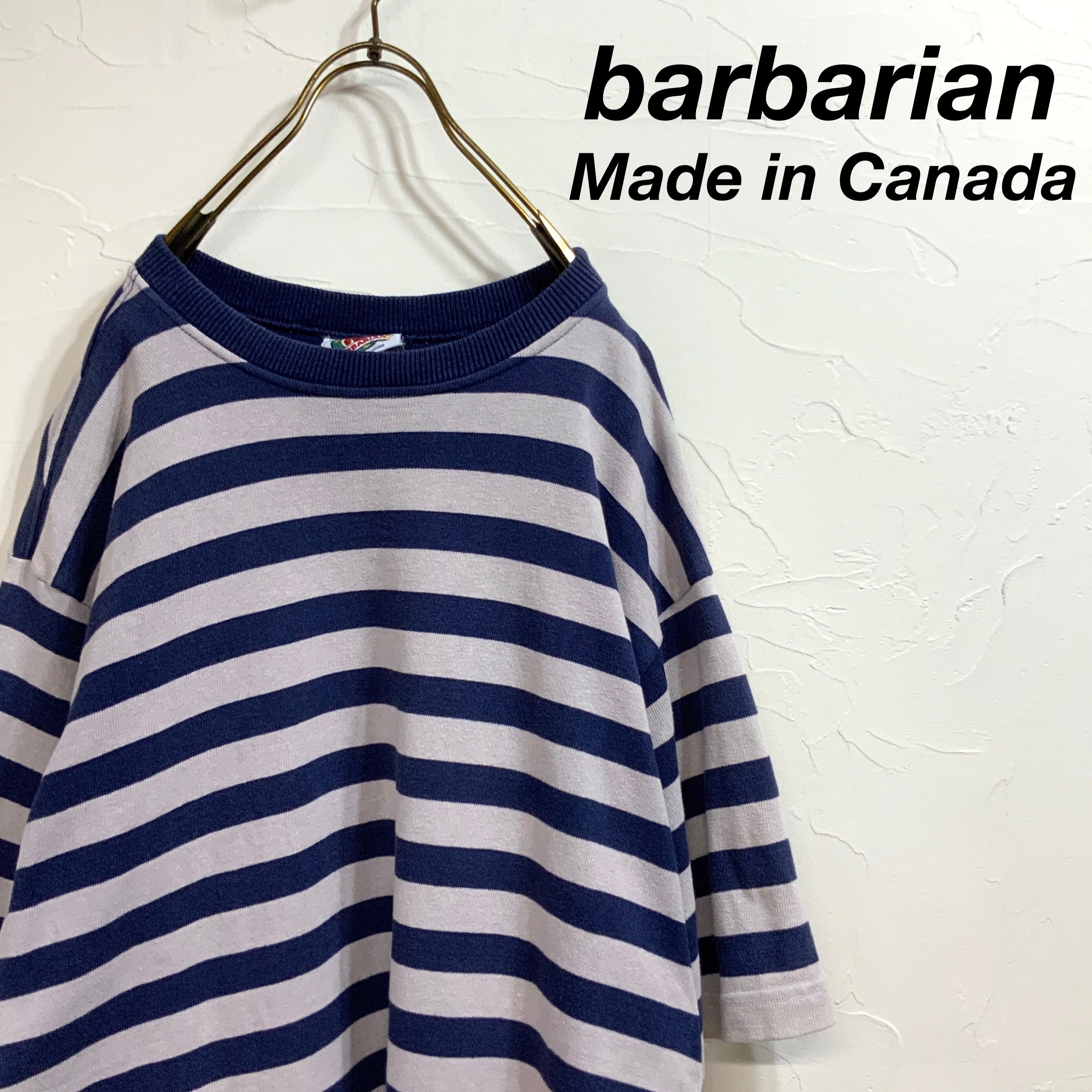 カナダ製 barbarian ヘビーウエイト ボーダー ゲームシャツ tシャツ