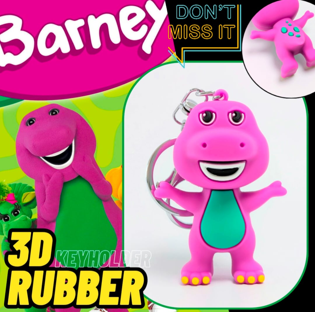 【 Barney & Friends( バーニー&フレンズ ) 】 『 Barney 』3D Rubber KeyHolder / ラバーキーホルダー / フィギュアキーホルダー〚アメリカン雑貨 アメトイ〛