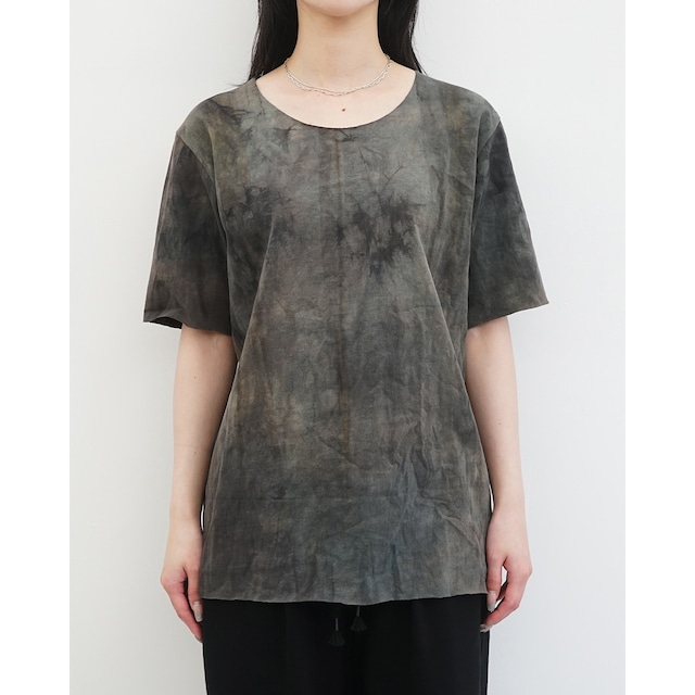 [kujaku] (クジャク) K-142-9 special dyed crew neck short sleeve tee (Decayed moss)