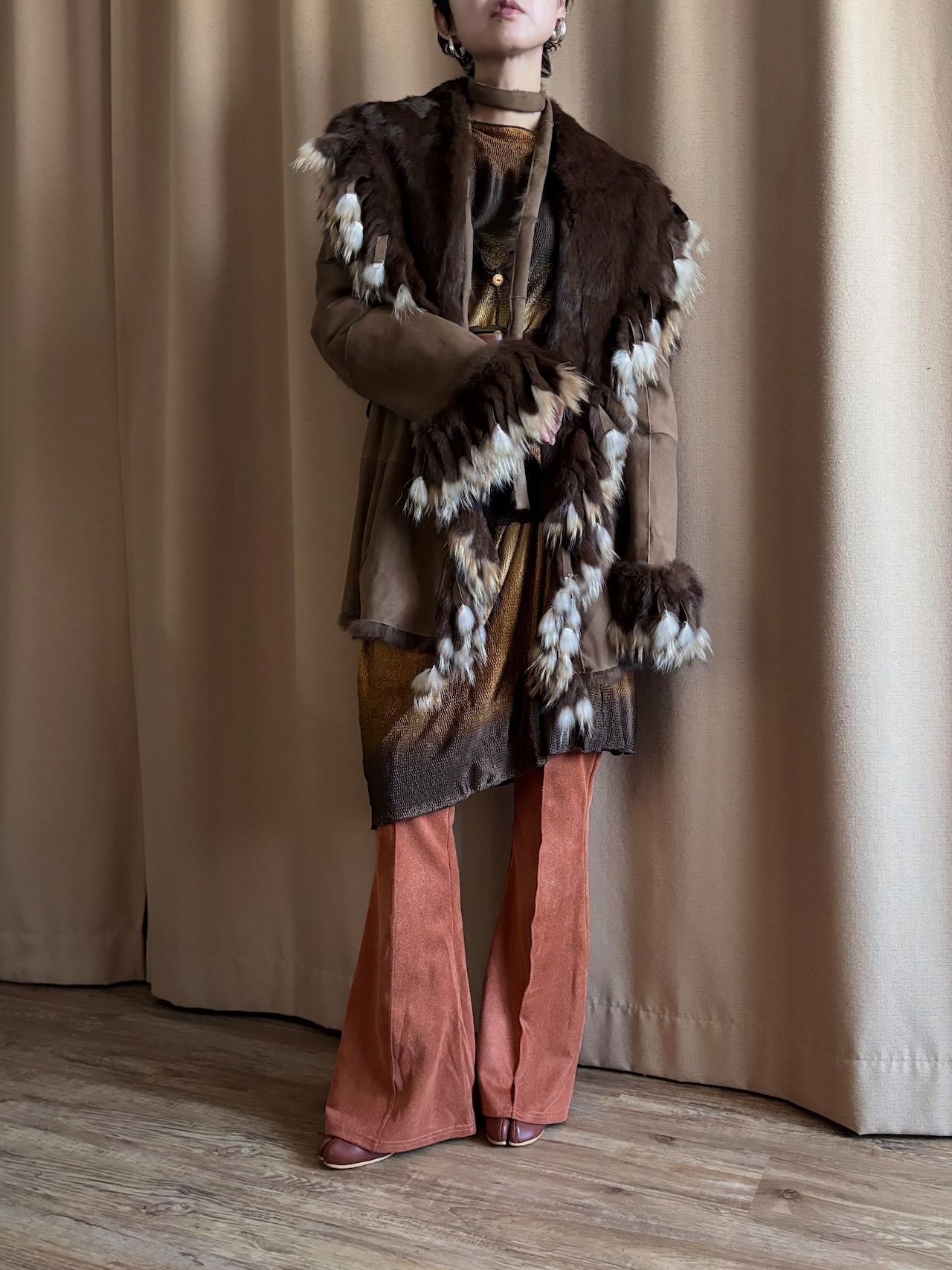 rabbit fur & domestic fox fur jacket-5137-1