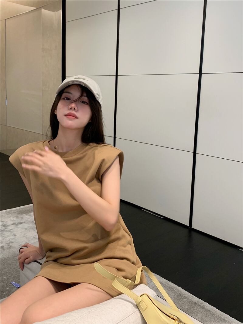 ノースリーブTシャツ ドレス サマーショートスカート スタイルカジュアルルーズ 夏物 ブラックストロベリース51031012142