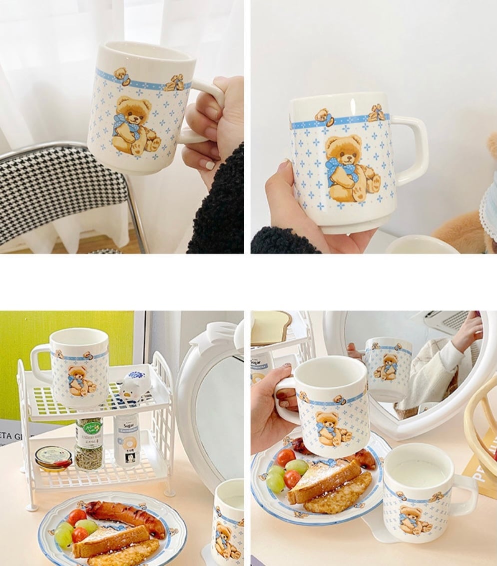 retro teddy bear mug 300ml / レトロ テディーベア マグカップ コップ