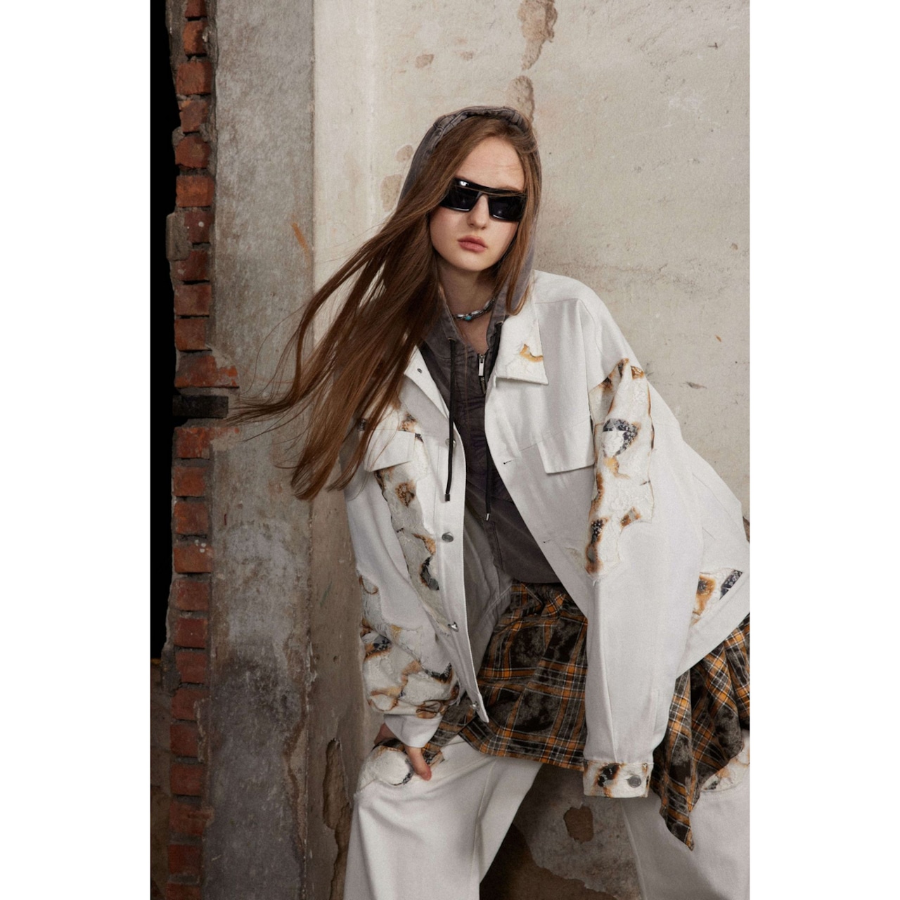 ストリート ヴィンテージ パッチワークフレイムジャケット T716