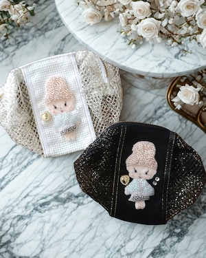 ビーズ刺繍ミニポーチ ♡ホワイト_アイリー♡