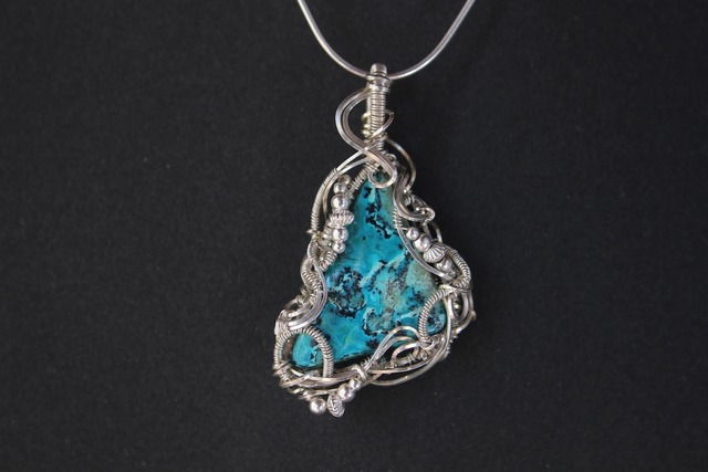 Chrysocolla malachite silver925 wire wrapping pendant