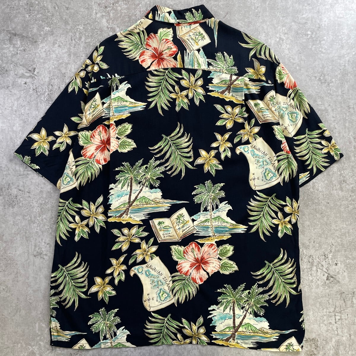 90年代 Batik Bay 総柄 レーヨン ハワイアンシャツ メンズXL相当 古着
