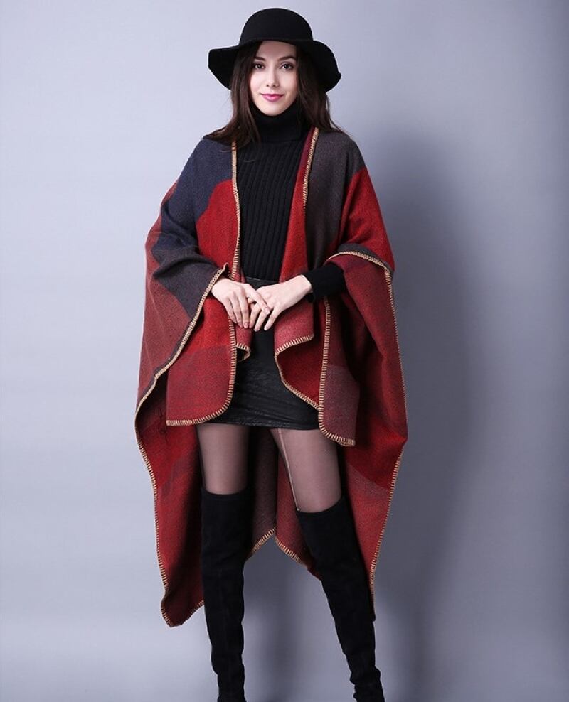 ショール ウール100％ レディース ポンチョ ストール 大判 無地 羽織り