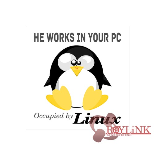 【シール】Linux OS マスコット「TUX-タックス」PCステッカー 2.5cm x 2.5cm