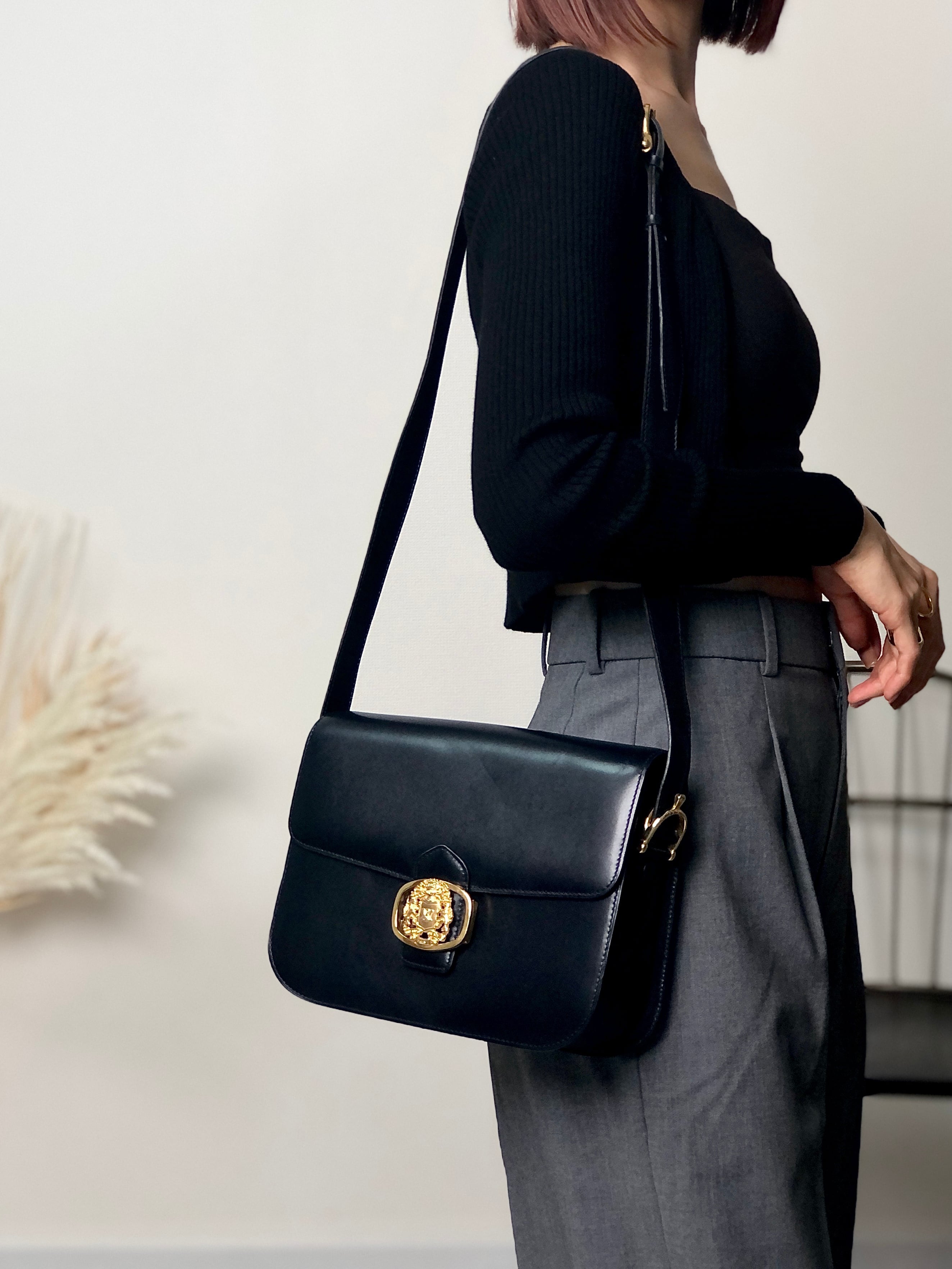 CELINE セリーヌ ショルダーバッグ ダークネイビー ブラゾン