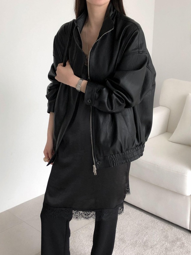 Oversized Faux Leather Blouson