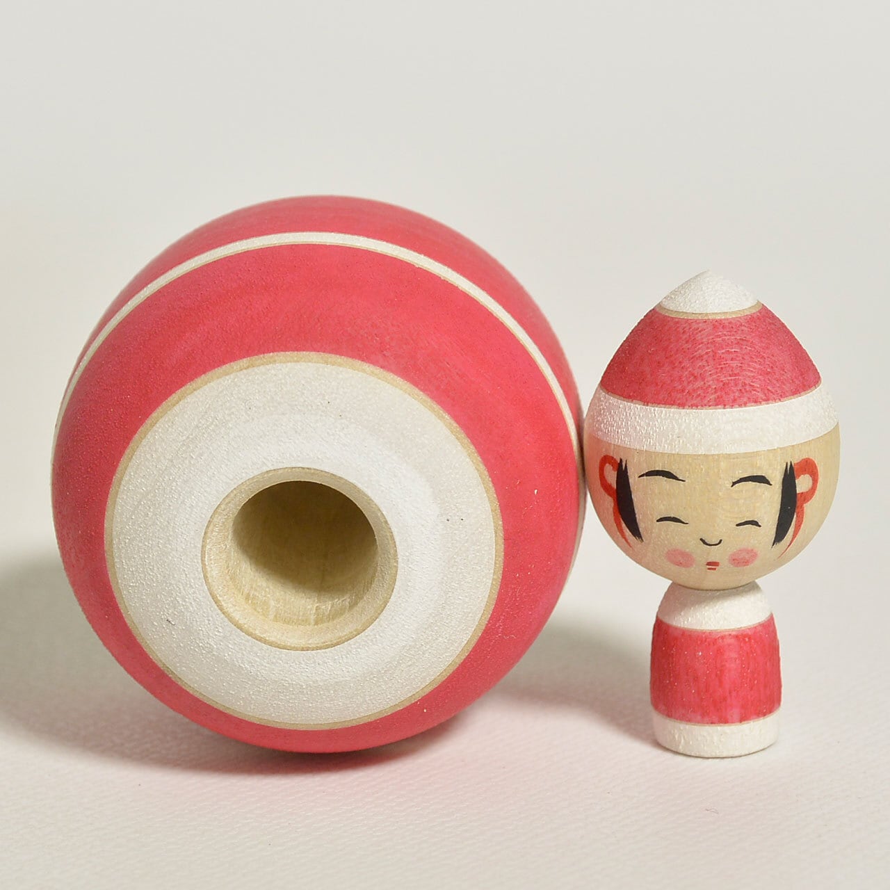 購入専用　可愛いマントこけし　5本セット売り クリスマスえじこちゃんこけし 約1.5寸 約4.5cm 鈴木明 工人（作並系