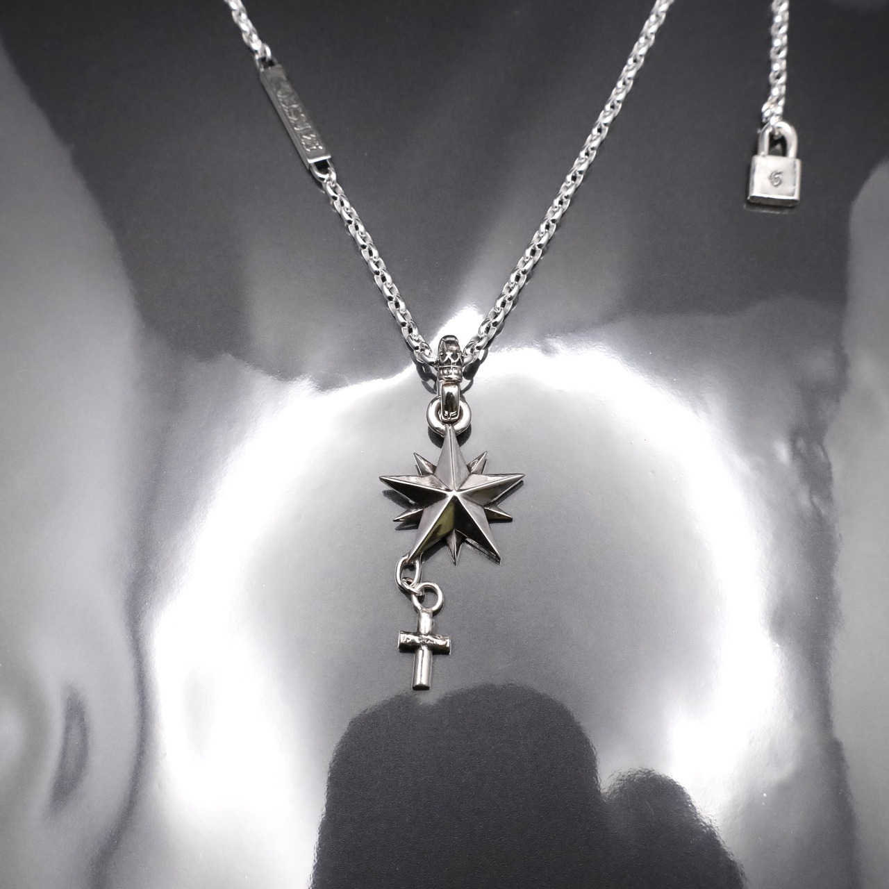 10P STAR with CROSS #1 NECKLACE with GODSIZE® I.D. TAG / 10ピークススター ウィズ クロス #1 ネックレス ゴッドサイズ® I.D.タグ