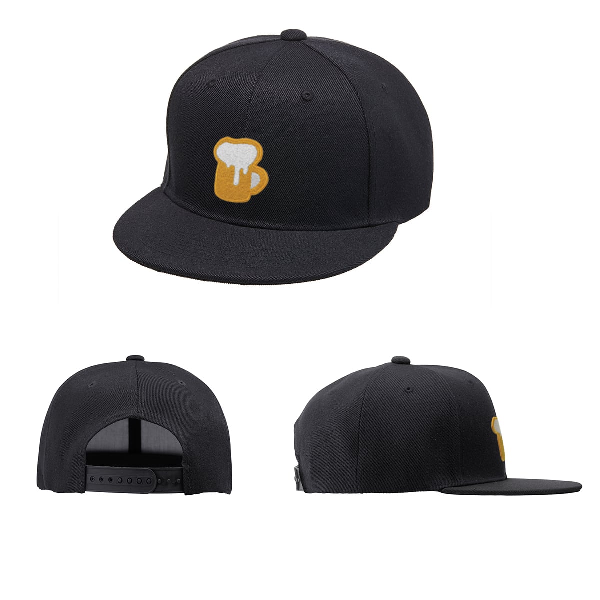 ビールジョッキ ビール好き 刺繍キャップ cap-b_ss009 フラットバイザー スナップバック キャップ 帽子