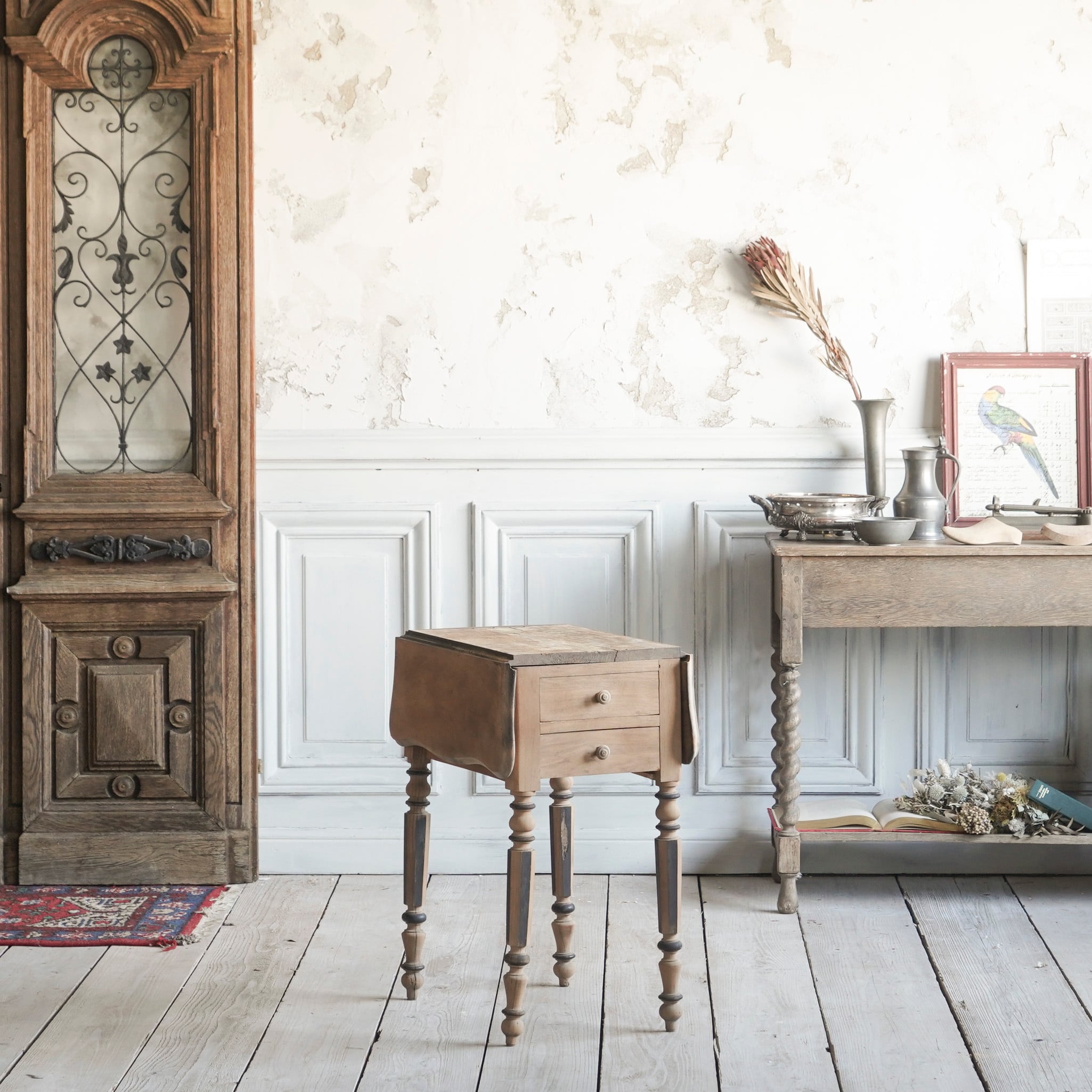 テーブル/バタフライテーブル/ディスプレイ/収納テーブル/アンティーク/剥離/引き出し/収納/机/デスク