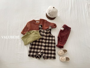 【予約/特典】valu bebe / Almond check overalls
