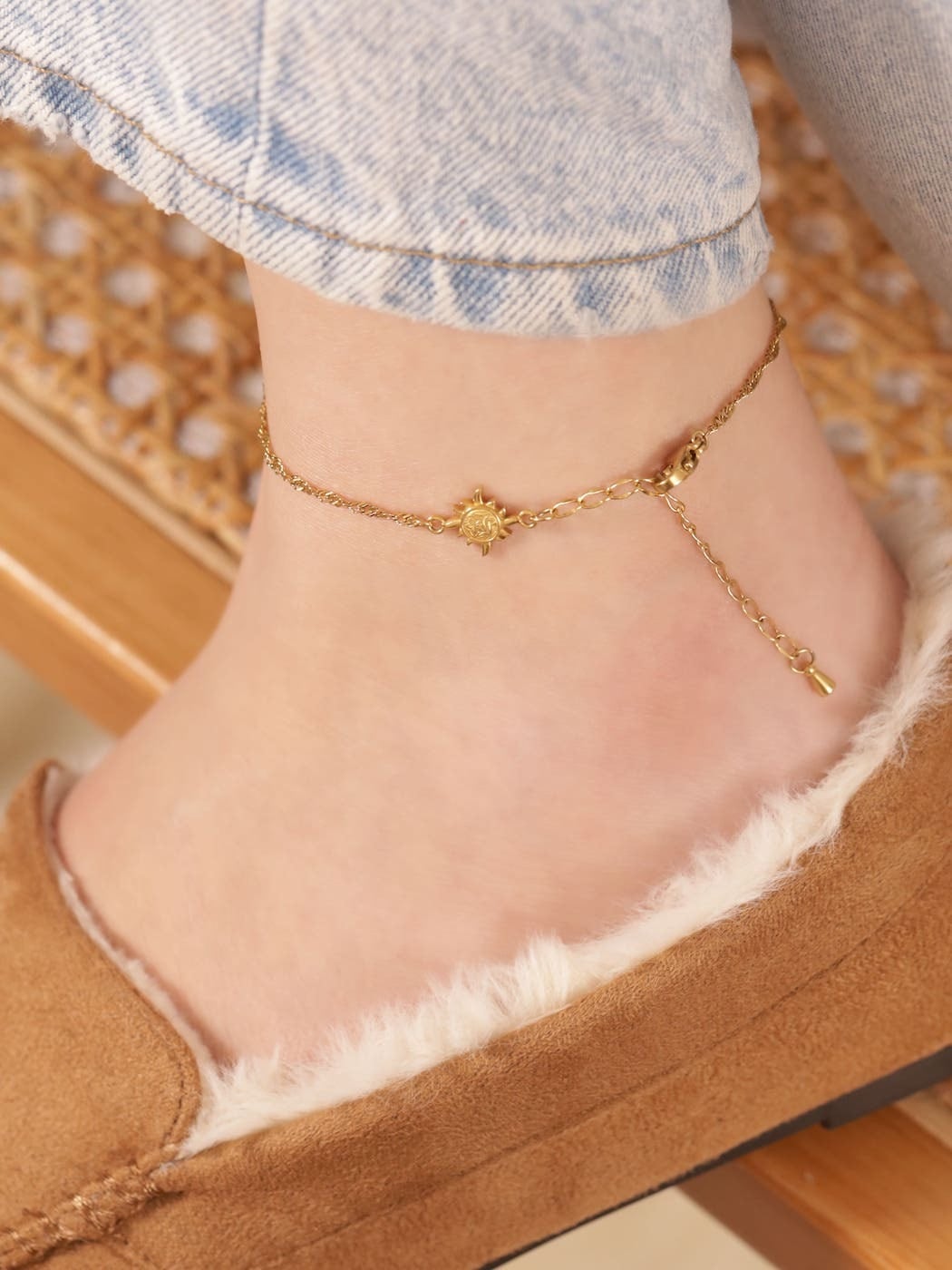 screw 】316L hawaiian sun & moon anklet #a19 | rani