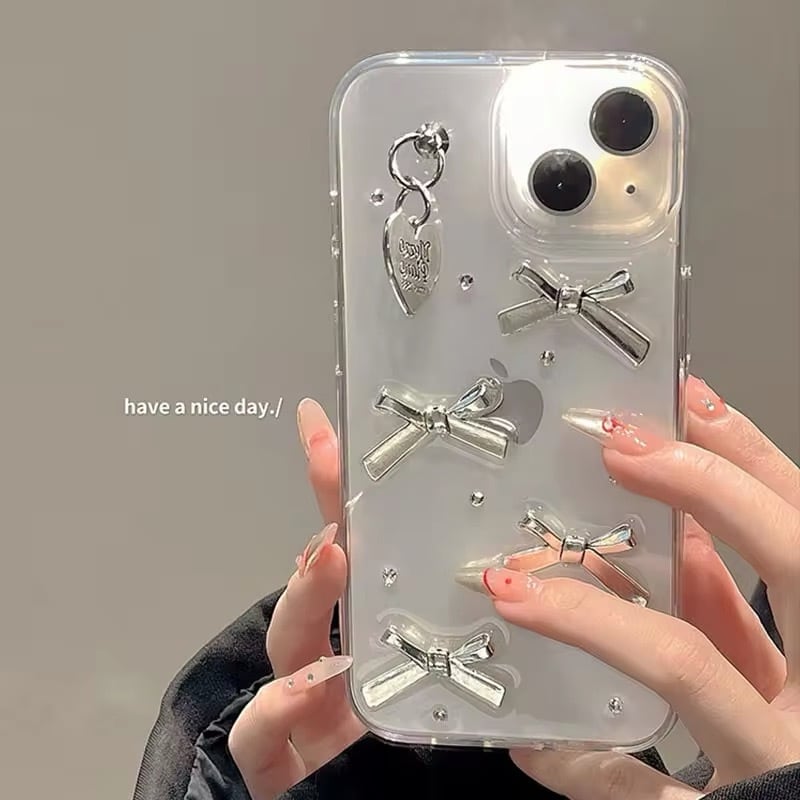 送料無料【予約商品】 リボン シンプル シルバー ストラップ 韓国っぽ